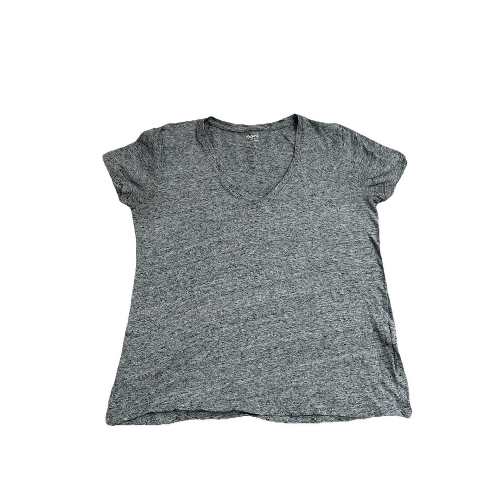 Madewell Whisper Cotton V-Neck Tee Shirt Womens Size Small Gray Short Sleeve